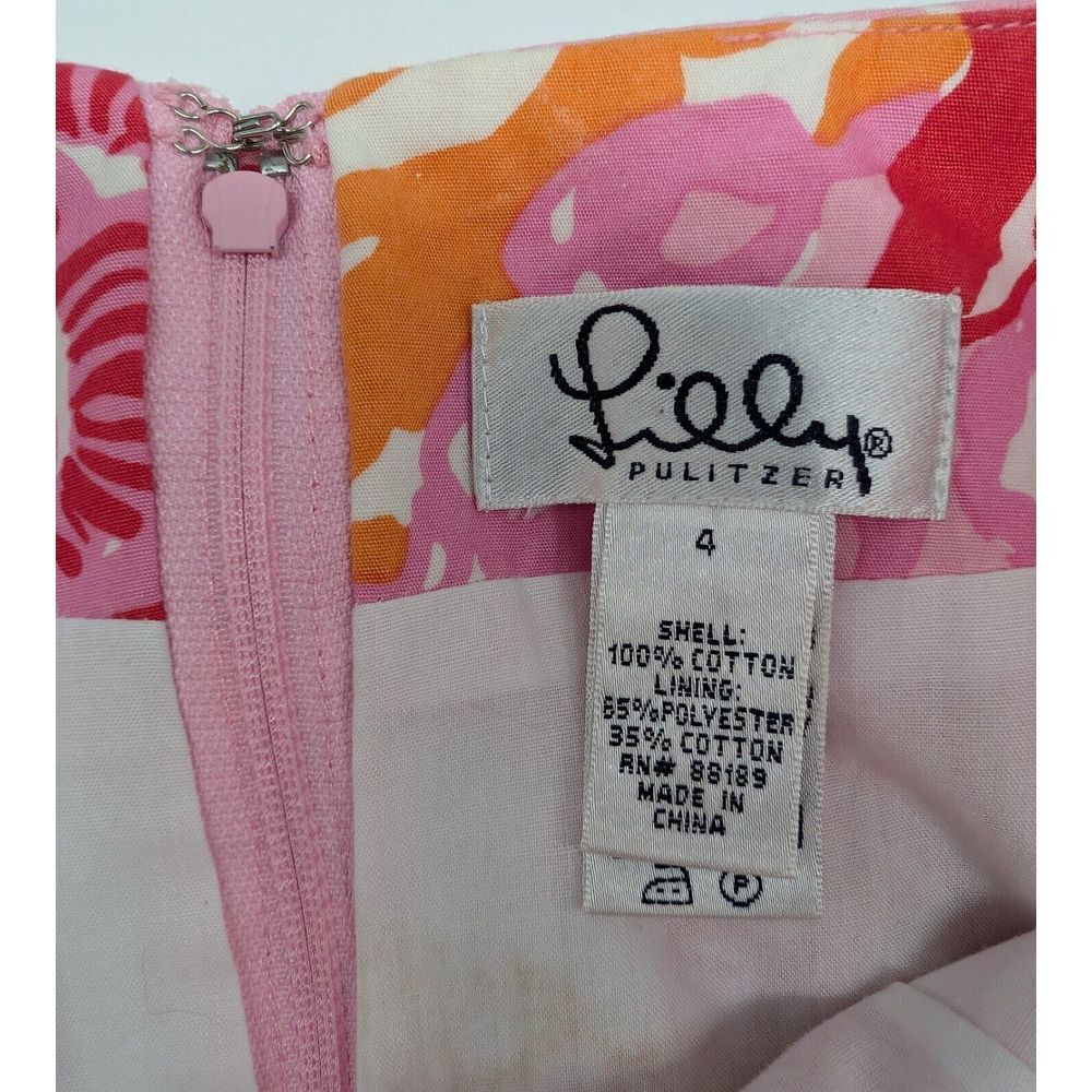 Lilly Pulitzer Pink Floral Lined Skirt size 4 Roses Multicolor Cotton - Picture 2 of 6
